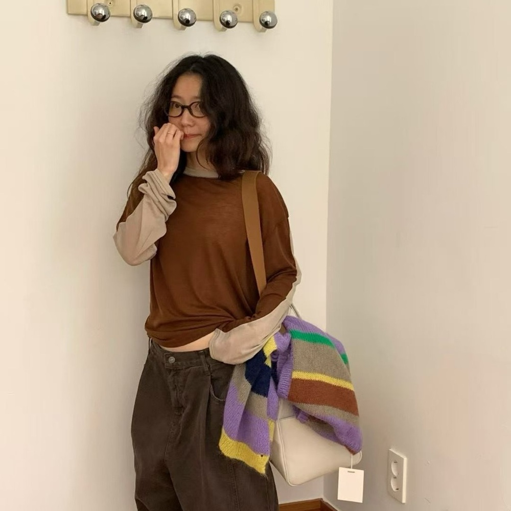 Brown Long Sleeve Top